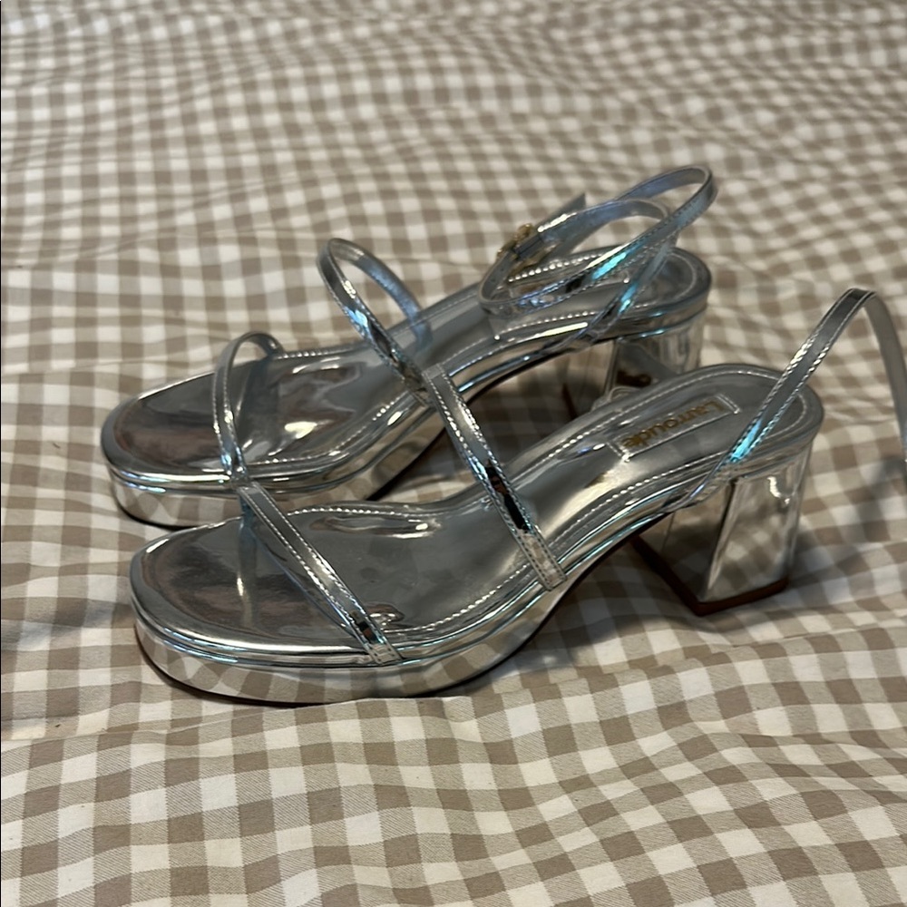 Larroude Silver Heels with Modern Transparent Design